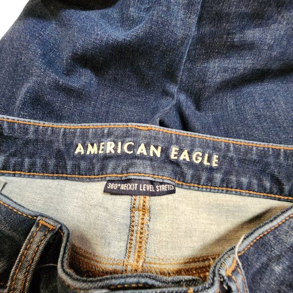 American Eagle Hi-Rise Jegging Distressed Dark Wash Denim Jeans Size 8 Regular W - Picture 3 of 5